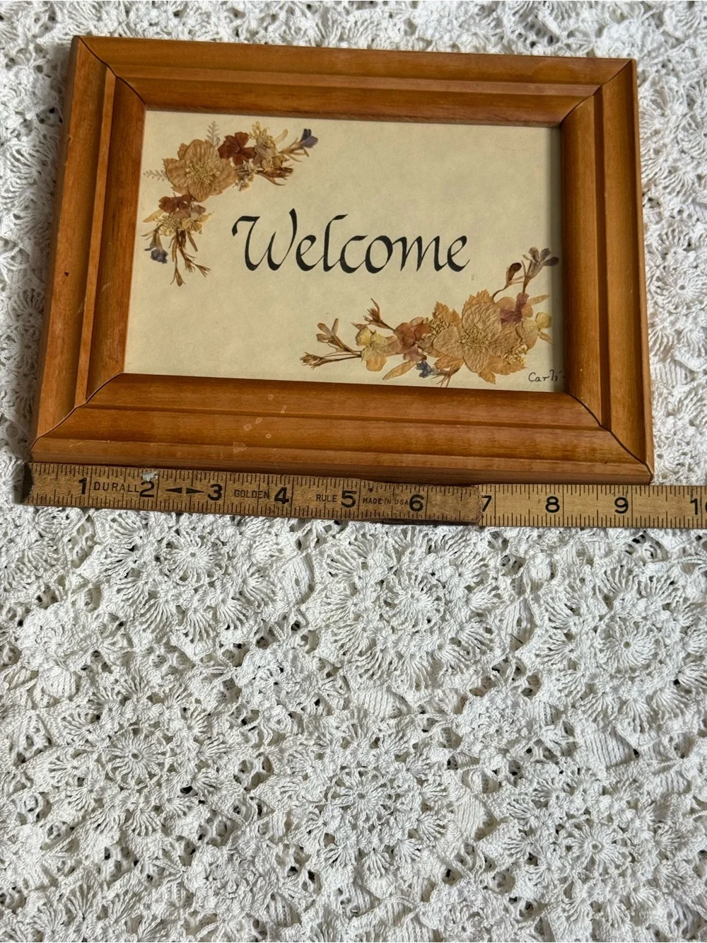 Vintage Welcome Wall Art in Brown and Cream